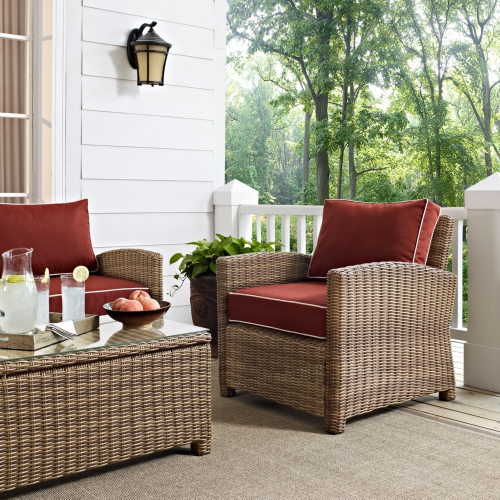 Bradenton Outdoor Arm Chair in Resin Wicker & Sangria Cushions