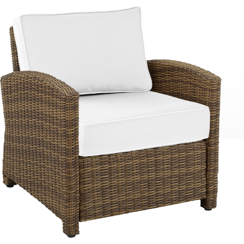 Bradenton Outdoor Arm Chair in Resin Wicker & White Sunbrella Cushions