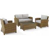 Bradenton Outdoor 4 Piece Loveseat Set in Resin Wicker & Gray Cushions