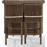 Bradenton 3 Piece Outdoor Bar & 2 Stools Set in Resin Wicker & Sand Cushions