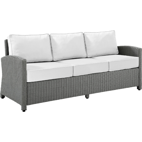 Bradenton Outdoor Sofa in Gray Resin Wicker & White Sunbrella Cushions