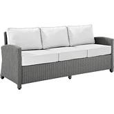 Bradenton Outdoor Sofa in Gray Resin Wicker & White Sunbrella Cushions