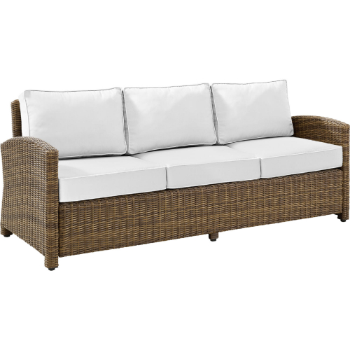 Bradenton Outdoor Sofa in Resin Wicker & White Sunbrella Cushions