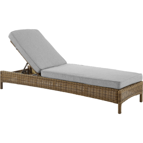 Bradenton Outdoor Chaise Lounge in Resin Wicker & Gray Cushions