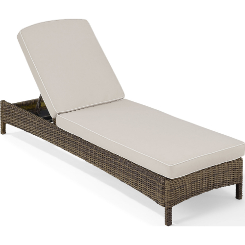 Bradenton Outdoor Adjustable Chaise Lounge in Resin Wicker & Sand Cushions