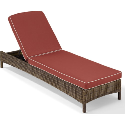 Bradenton Outdoor Adjustable Chaise Lounge in Resin Wicker & Sangria Cushions