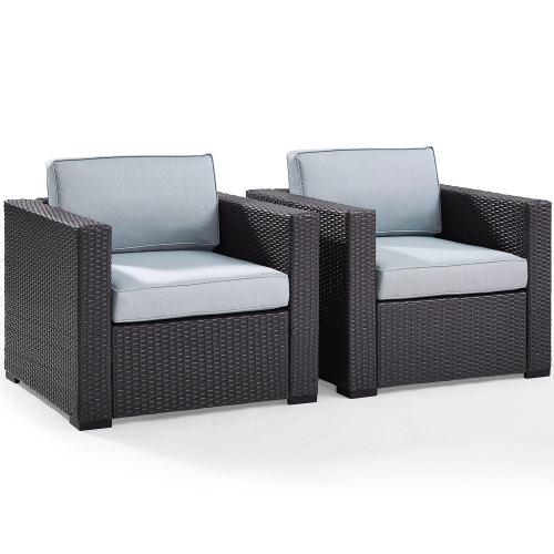 Biscayne 2 Piece Outdoor Arm Chair Set in Resin Wicker & Mist Fabric