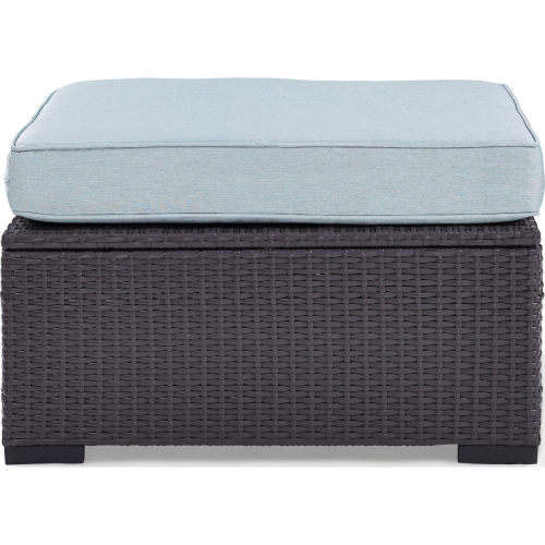 Biscayne Outdoor Ottoman in Resin Wicker & Mist Fabric Cushions