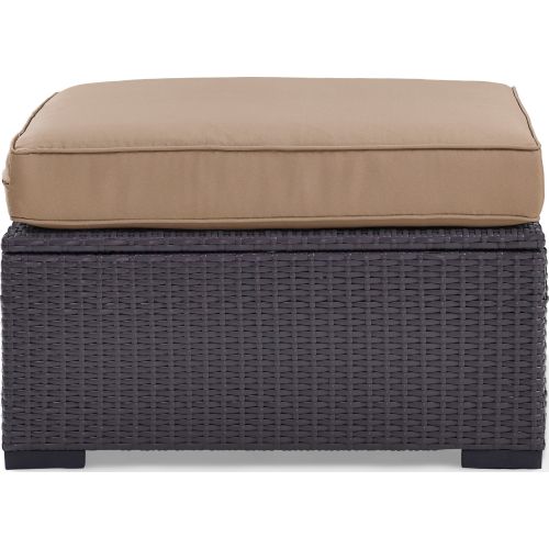 Biscayne Outdoor Ottoman in Resin Wicker & Mocha Fabric Cushions