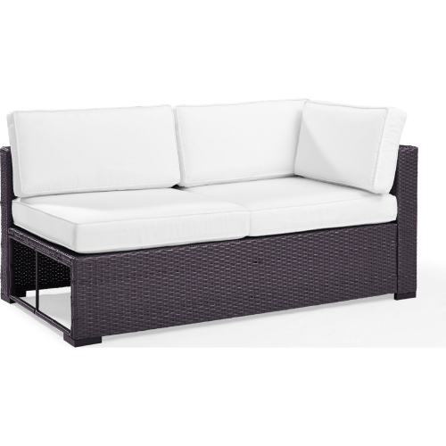 Biscayne Outdoor Loveseat in Resin Wicker & White Fabric Cushions