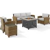 Bradenton 5 Piece Outdoor Sofa Set in Resin Wicker & Gray Cushions