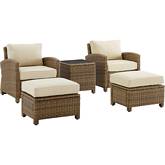 Bradenton 5 Piece Outdoor Arm Chair Set in Resin Wicker & Sand Cushions