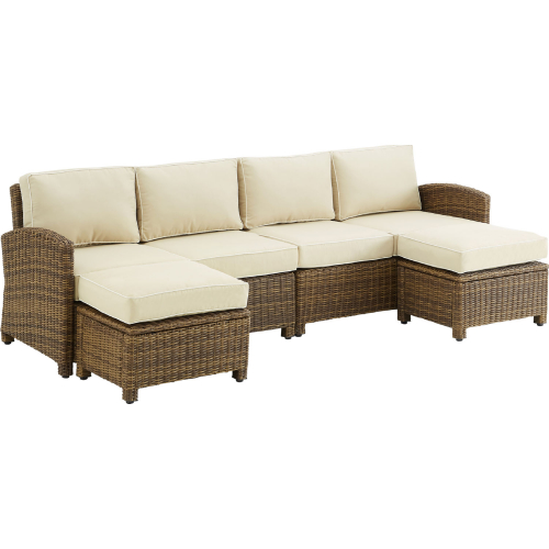 Bradenton 4 Piece Outdoor Sectional Sofa Set in Resin Wicker & Sand Cushions