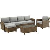 Bradenton 5 Piece Outdoor Sectional Sofa Set in Resin Wicker & Gray Cushions