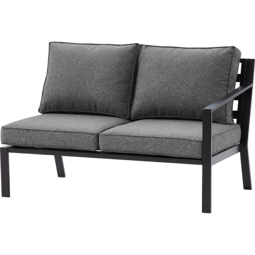 Clark Outdoor Sectional Right Side Loveseat in Charcoal Gray Fabric & Black