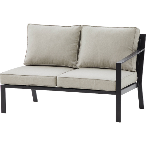 Clark Outdoor Sectional Right Side Loveseat in Taupe Fabric & Black