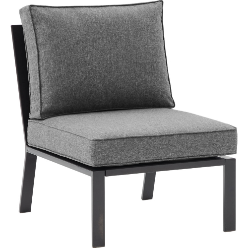 Clark Outdoor Sectional Center Chair in Charcoal Gray Fabric & Black Metal