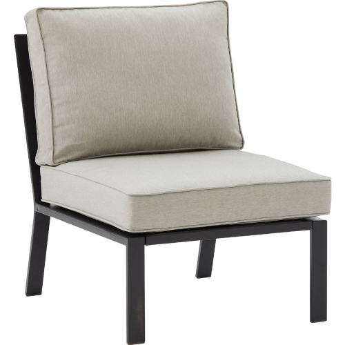 Clark Outdoor Sectional Center Chair in Taupe Fabric & Black Metal