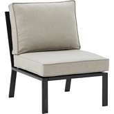 Clark Outdoor Sectional Center Chair in Taupe Fabric & Black Metal