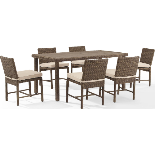 Bradenton 7 Piece Outdoor Dining Set in Resin Wicker & Sand Fabric