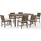 Bradenton 7 Piece Outdoor Dining Set in Resin Wicker & Sand Fabric