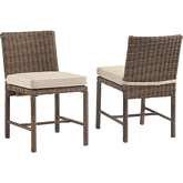 Bradenton Outdoor Dining Chair in Resin Wicker & Sand Fabric (Set of 2)