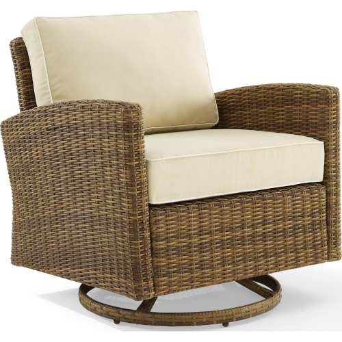 Bradenton Outdoor Swivel Rocker Chair in Resin Wicker & Sand Fabric