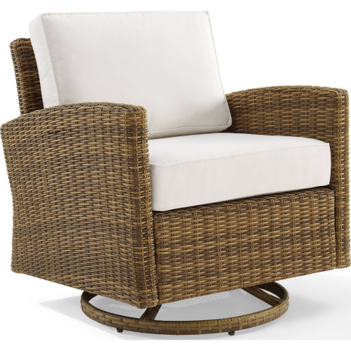 Bradenton Outdoor Swivel Rocker Chair in Resin Wicker & White Sunbrella Fabric