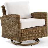 Bradenton Outdoor Swivel Rocker Chair in Resin Wicker & White Sunbrella Fabric