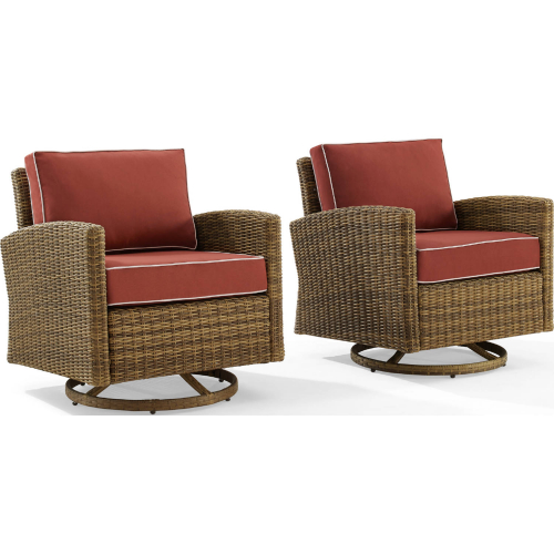 Bradenton Outdoor Swivel Rocker Chair in Resin Wicker & Sangria Fabric (Set of 2)