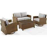 Bradenton 4 Piece Outdoor Sofa Set in Resin Wicker & Gray Fabric