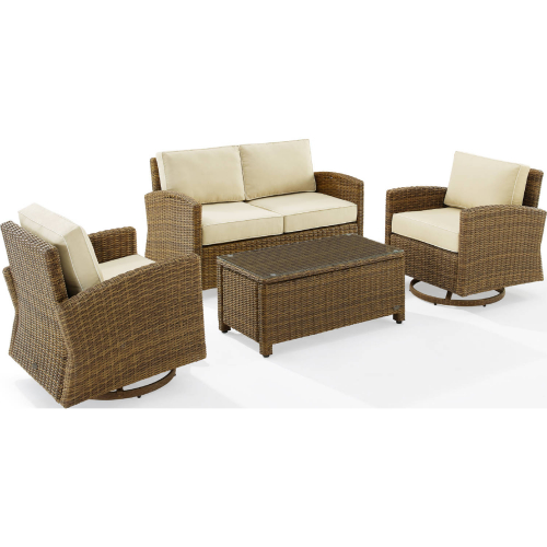 Bradenton 4 Piece Outdoor Sofa Set in Resin Wicker & Sand Fabric