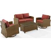 Bradenton 4 Piece Outdoor Sofa Set in Resin Wicker & Sangria Fabric