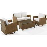 Bradenton 4 Piece Outdoor Sofa Set in Resin Wicker & Sunbrella White Fabric