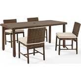 Bradenton 5 Piece Outdoor Dining Set in Resin Wicker & Sand Fabric