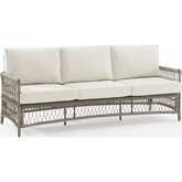 Thatcher Outdoor Sofa in Creme Fabric & Driftwood Wicker