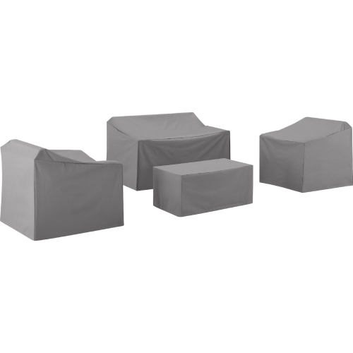 4 Piece Outdoor Furniture Cover Set in Gray Fabric