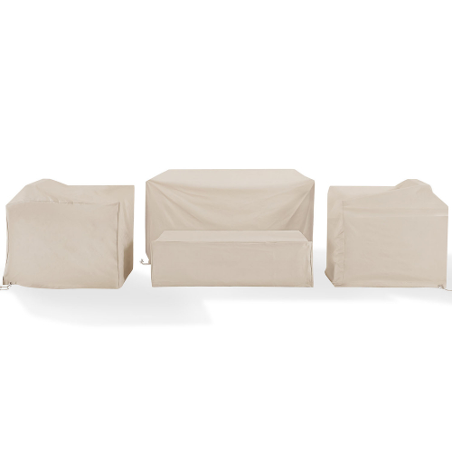 4 Piece Outdoor Furniture Cover Set in Tan Fabric