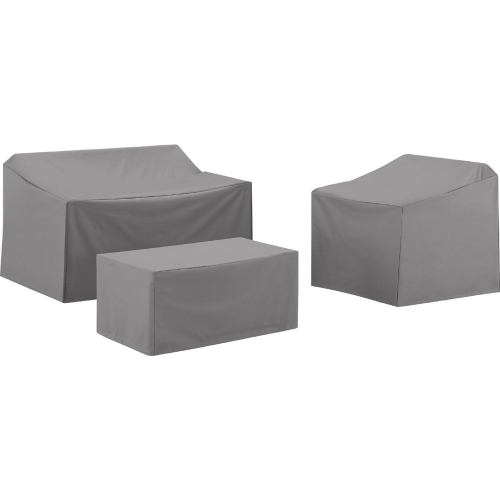 3 Piece Outdoor Furniture Cover Set in Gray Fabric