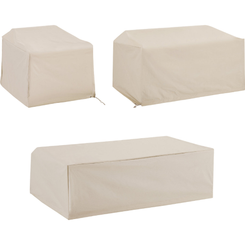 3 Piece Outdoor Furniture Cover Set in Tan Fabric