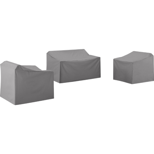 3 Piece Outdoor Furniture Cover Set in Gray Fabric