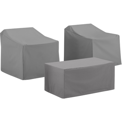 3 Piece Outdoor Furniture Cover Set in Gray Fabric