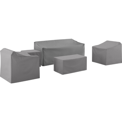 5 Piece Outdoor Furniture Cover Set in Gray Fabric