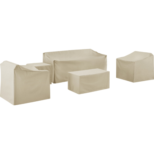 5 Piece Outdoor Furniture Cover Set in Tan Fabric