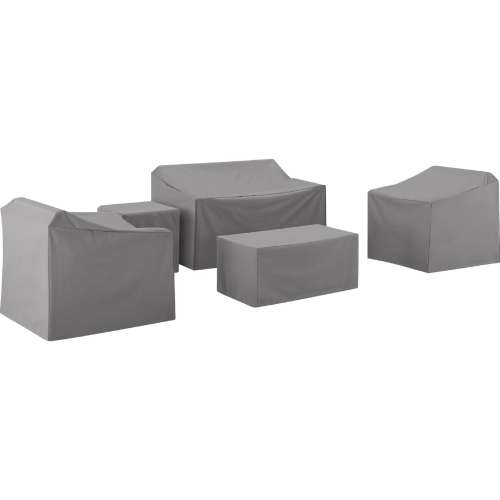 5 Piece Outdoor Furniture Cover Set in Gray Fabric