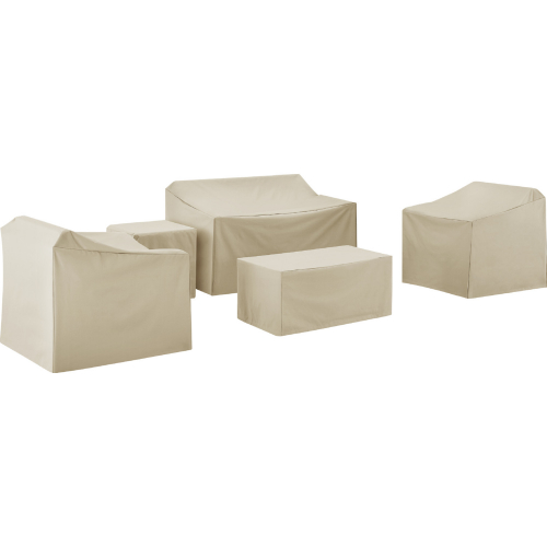 5 Piece Outdoor Furniture Cover Set in Tan Fabric