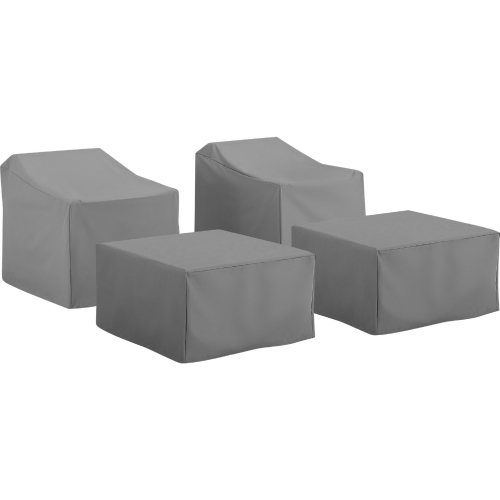 4 Piece Outdoor Furniture Cover Set in Gray Fabric