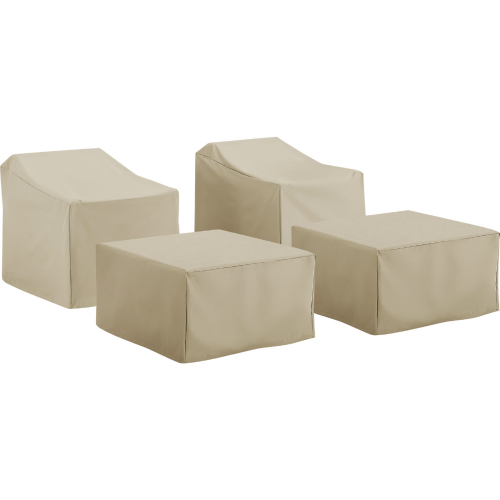 4 Piece Outdoor Furniture Cover Set in Tan Fabric