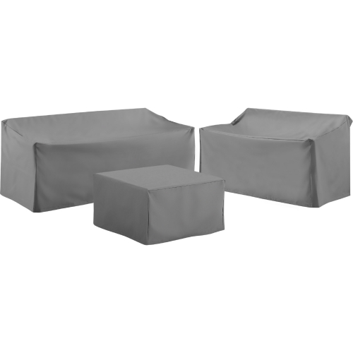 3 Piece Outdoor Sectional Sofa Cover Set in Gray Fabric