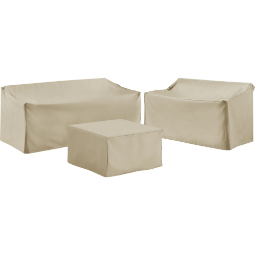 3 Piece Outdoor Sectional Sofa Cover Set in Tan Fabric